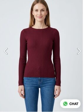Nine West Women's Ribbed Crewneck Sweater in Wine